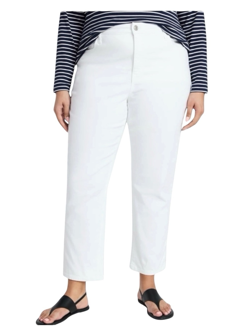 Terra & Sky Women's Classic High Rise Straight Jeans, Size 16w Vivid White